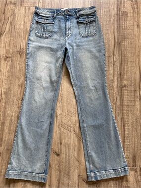 Western country classic cowgirl Light Blue Denim Jeans Casual bootcut Flare